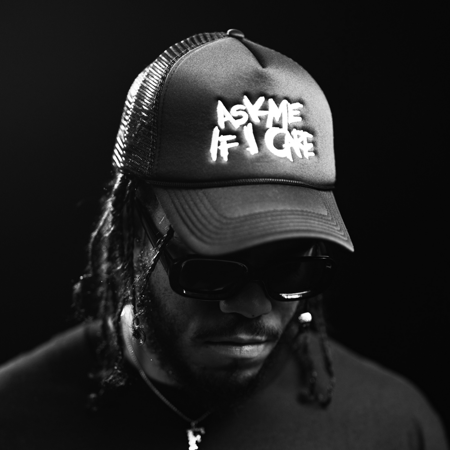 Ask Me If I Care Trucker Hat (Midnight Black)