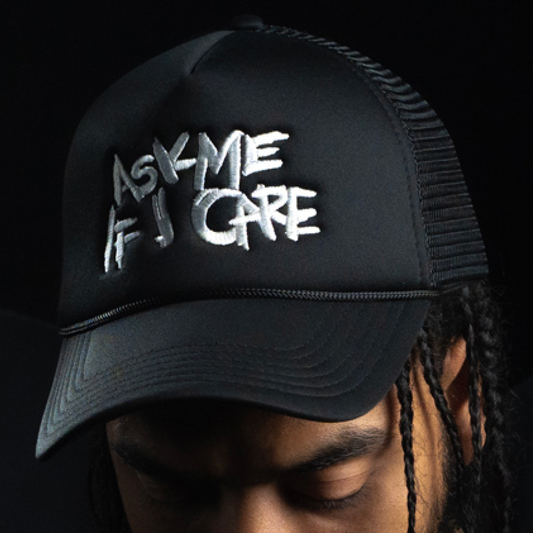 Ask Me If I Care Trucker Hat (Midnight Black)