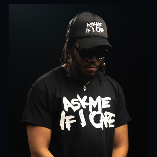 Ask Me If I Care Tee (Midnight Black)