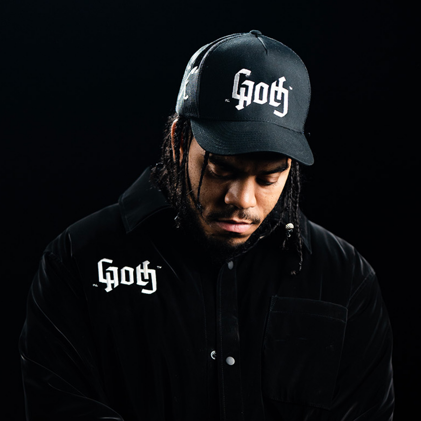 God of the Hills Black Trucker Hat